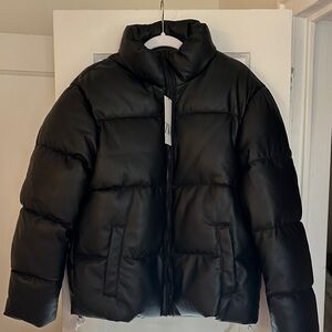 Zara Faux Leather Puffer Jacket